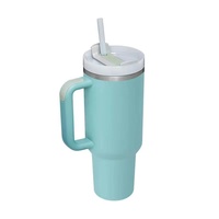 Gobelet de voiture isotherme en acier inoxydable double paroi de 40 oz grande capacité avec poignée et paille, maintien au chaud 6-12 heures, pour l'extérieur, vente en gros, deuxième génération