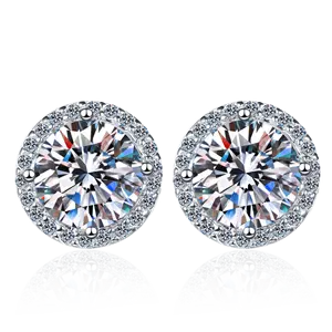925 Sterling bạc bông tai kim cương thử nghiệm D màu Boutique thời trang 1CT moissanite Bông tai đính hôn bán buôn