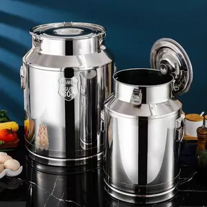 high-capacity 28~ 100L milk barrel stainless steel bulk food storage tank with lid containers for kitchen