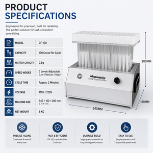 Machine de remplissage de cônes <span class=keywords><strong>Mayway</strong></span> 100 pour la production en volume, adaptée aux cônes de 84 mm/98 mm/109 mm, machine à vibrer les matériaux - Product Image 2