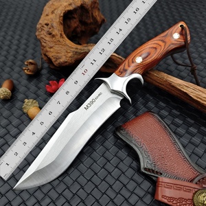 Couteau à lame fixe de haute qualité en acier inoxydable, pointe droite, pour la défense personnelle, le camping en extérieur, avec manche en bois, DIY OEM - Product Image 6