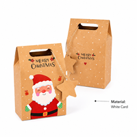Boîte à friandises de Noël, boîte d'emballage portable en papier kraft pour bonbons et chocolats avec poignée, conteneur cadeau pour fête de Noël