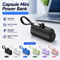 Batterie externe compacte portable blanche 5000 mAh avec câble intégré et indicateur LED, prise directe, entrepôt Allemagne