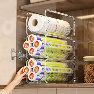 Support de rangement empilable en plastique transparent pour rouleaux de papier aluminium et sacs alimentaires – Organisateur de cuisine - Product Image 2