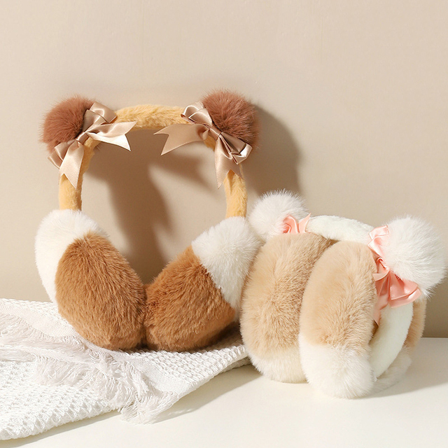 Wholesale Trendy Foldable Elastic Outdoor Cycling Cotton Plush Windproof Customized Color OEM Ear Protection Earmuffs