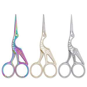 Crane Shaped Thread Trimmers Stainless Steel Embroidery Scissors Gold Chrome Colored Titanium Plating Home Use - Product Image 1