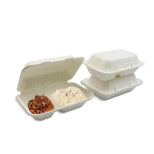 Öko-Verpackung für Takeaway Bagasse Einweg-Lebensmittelbehälter biologisch abbaubare Lunchbox