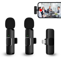 K9 Kabelloses Mini-Mikrofon mit Geräuschunterdrückung Lavalier-Mikrofon für Type-C oder Lightning-Anschluss für Live-Streaming iOS Android
