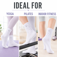 Chaussettes mi-mollet côtelées personnalisées avec strass et couleurs, chaussettes antidérapantes à pois en forme de cœur pour le yoga et le fitness