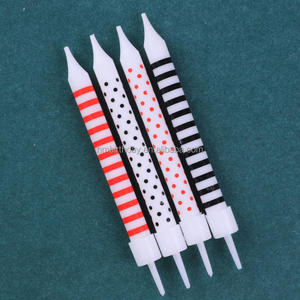 Usine En Gros Morden Fashional Blanc Noir Dot Imprimé Heureux <span class=keywords><strong>Color</strong></span>é Rayé Anniversaire Bâton Bougies Ensemble Pour Gâteau - Product Image 3