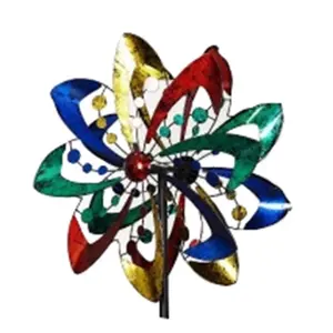 Spinner à vent en métal arc-en-ciel Offre Spéciale décoration de jardin avec pile 84 pouces spinner à vent coloré pour cadeaux de décoration de jardin