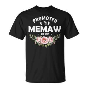 Camiseta con diseño floral para regalo de abuela, promocionada a Memaw 2025 - Product Image 1