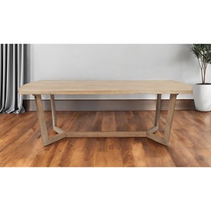 Tavolo da pranzo con Base a cavalletto in legno massello HMS 92 naturale e marrone con costruzione durevole - Product Image 2
