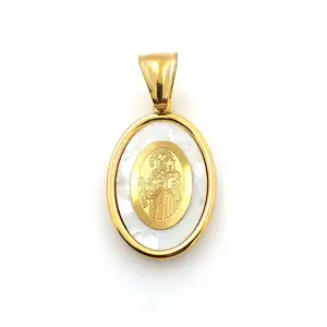 Stainless Steel Gold Plating St Virgin Our Lady Of Guadalupe Pendant Necklace