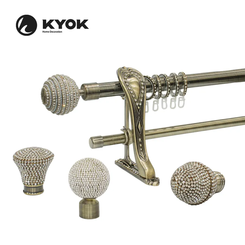 KYOK set di aste per tende in metallo di alta qualità aste e accessori per tende anti-ottone con terminali per tende in cristallo deluxe