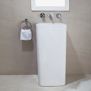 Livre de pé Comercial Pias Pedestal Lavabo Um Pedaço Sala de Banho Lavatório Único