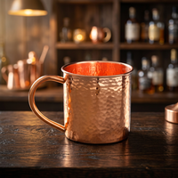 Taza de cobre martillado de 500 ml con tapa |   Vajilla Premium para Moscow Mule, Ideal para Bares, Viajes y Campamentos, Venta al por Mayor