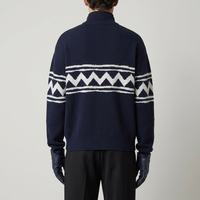 Pull en cachemire de qualité supérieure pour homme, jacquard géométrique, col montant semi-zippé, style académique rétro, tricoté, pour boutique