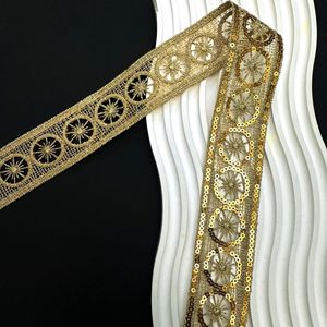 Pizzo con Paillettes e Filo Dorato in Stile Etnico, Ricamo Floreale Idrosolubile, Accessori per Abbigliamento, Bordo per Gonna Lolita, Decorazione per Abiti - Product Image 3