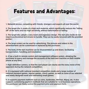 Barcade Club Amusement Sports d'intérieur Machine à fléchettes électronique Compétition en ligne Arcade Machine à fléchettes à jetons - Product Image 3