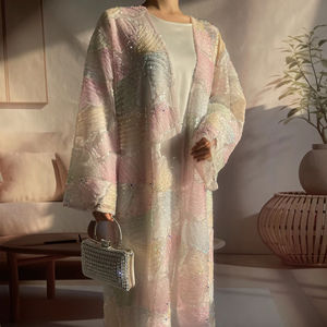 <span class=keywords><strong>Moda</strong></span> Modesta Kimono Ricamato con Perline Cardigan Aperto Abaya Femminile Musulmana Nuova <span class=keywords><strong>Moda</strong></span> MSL883 - Product Image 1