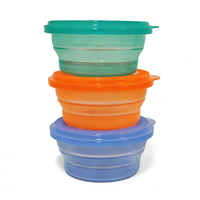 Contenitore per Pranzo Pieghevole in Silicone per Esterni con Coperchio, Adatto al Microonde, Resistente al Calore, Anti-Odore, per Campeggio e Conservazione Alimenti