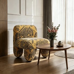 Poltrone Moderne Minimaliste Quadrate in Tessuto Imbottito - Design Ecologico con Gambe in Legno <span class=keywords><strong>per</strong></span> Appartamenti, Comode Poltrone Senza Braccioli - Product Image 2