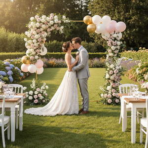 Support de toile de fond carré en métal doré <span class=keywords><strong>pour</strong></span> arche de ballons, idéal <span class=keywords><strong>pour</strong></span> cérémonies de mariage, fêtes d'anniversaire, baby showers et décorations de fond. - Product Image 5