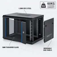 Rak Server Kabinet Jaringan 19 Inci, Enclosure Pusat Data 42U, Kaca Temper, Hitam, Tahan Air, Berdiri, dengan Kipas Pendingin dan PDU