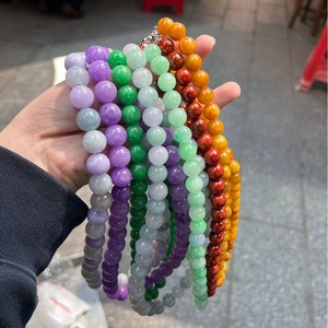 Kalung giok 8mm 10mm perhiasan batu alami hijau kuning merah Myanmar asli dengan sertifikat kualitas tinggi jimat giok penyembuhan