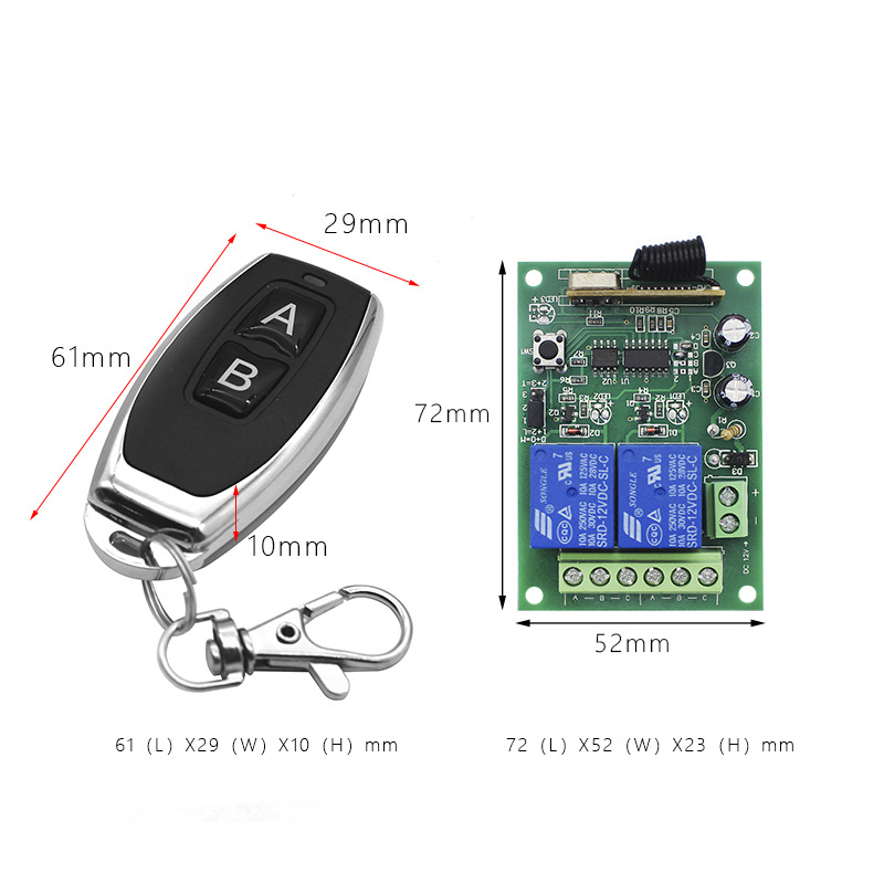 433Mhz Universal wireless remote motor control switch 2CH Relay