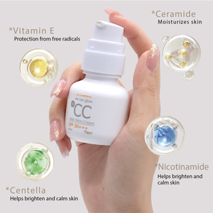 Lalaensuni Fond de teint anti-cernes pour hommes 50SPF +++ <span class=keywords><strong>CC</strong></span> BB crème solaire contrôle de l'huile imperméable à l'eau réparation effet blanchissant éclaircissant nu - Product Image 1