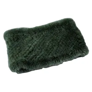 MWfur Winter Elastic Hand Knitting Fur Luxury Mink Fur Headband for Women Fashion Width Mink Fur Headband