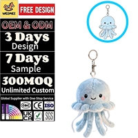 Porte-clés en peluche méduse bleue douce personnalisée WEIMEI en PVC et coton, adorable animal marin en peluche, accessoire de sac