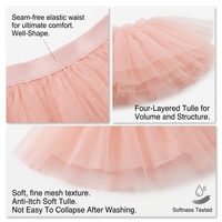 Falda Tutú de Ballet para Niñas, Color Rosa Pálido, 4 Capas de Tul, Cintura Elástica, para Práctica de Danza