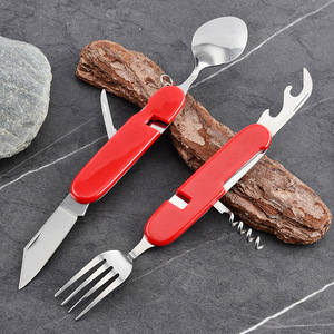 Utensili da campeggio set di posate staccabili Multi-strumento kit cucchiaio forchetta coltello apribottiglie pieghevole posate portatili per escursioni da viaggio - Product Image 5