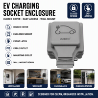 Enchufe de Carga para Vehículos Eléctricos IGERCN Industrial IP66 de Cobre, 1 Puerto, 240V/15A, Tipo Francés, con Autoprueba, para Uso Hospitalario