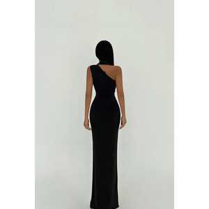 Marcia Luxe Lange Baljurk Zwarte A-lijn met Spleet Empire Taille Polyester Maat XL voor Gala - Product Image 1