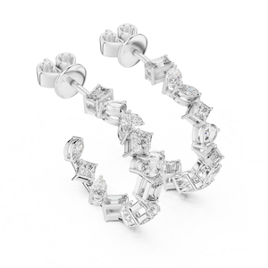 Boucles d'oreilles en argent avec diamants de laboratoire, bijoux élégants et tendance, clous d'oreilles étincelants de créateur pour femmes, cadeau de fête nuptiale - Product Image 3