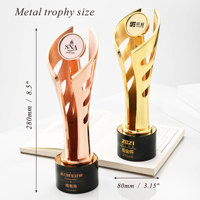 Trophée en métal plaqué or personnalisé Hitop, design 3D avec base en cristal, impression UV, pour événements sportifs, cadeau pour les champions