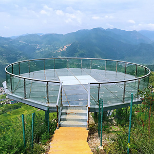 Glass Floor Safety Laminated Glass Glass Walkway Bridge For Outdoor Deck Stage With Led Light Ceiling Extra-thick