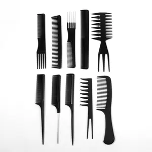 10pcs Carbon Fiber Hair Comb Double-sided Pointed Tail Comb Hairdressing Comb Set