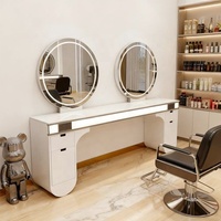 Miroir de salon ovale moderne en or blanc, portable, de luxe, éclairé, avec tiroir, pour hôtel et salle de bain