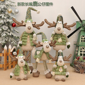 Nouvelles décorations de Noël en tissu vert, rennes à longue trompe, pour le salon, finition mate écologique - Product Image 1