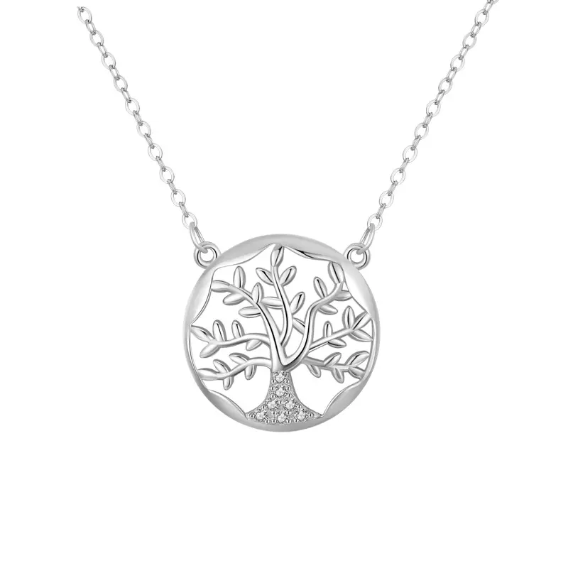 Necklace 925 Silver Aesthetic Design Jewelry 925 Sterling Silver Tree Of Life Necklace CZ Pendant For Women