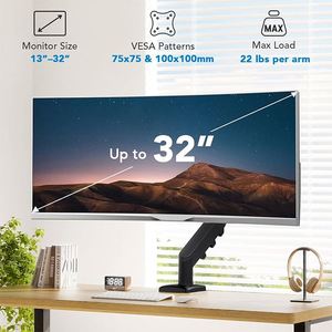 Single Gas Spring LCD Monitor Mounting Arm 32-Inch <b>Desktop</b> <b>Stand</b> 90 Degree Tilt Angle New for 17-32 Inch Computer Laptop Screen - Product Image 5