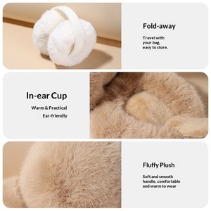 Gu Teng Orejeras de Terciopelo Engrosado para Mujer, Cálidas de Invierno, de Felpa, Resistentes al Frío, para Exteriores, Cuatro Estaciones, con Cubierta de Bolsa y Pelo de Conejo - Product Image 4
