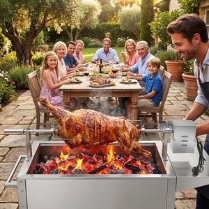 Moteur de rôtissoire robuste Grillmotor, capacité de charge 85 kg, en acier inoxydable, moteur électrique pour barbecue, garantie usine 12 ans - Product Image 3