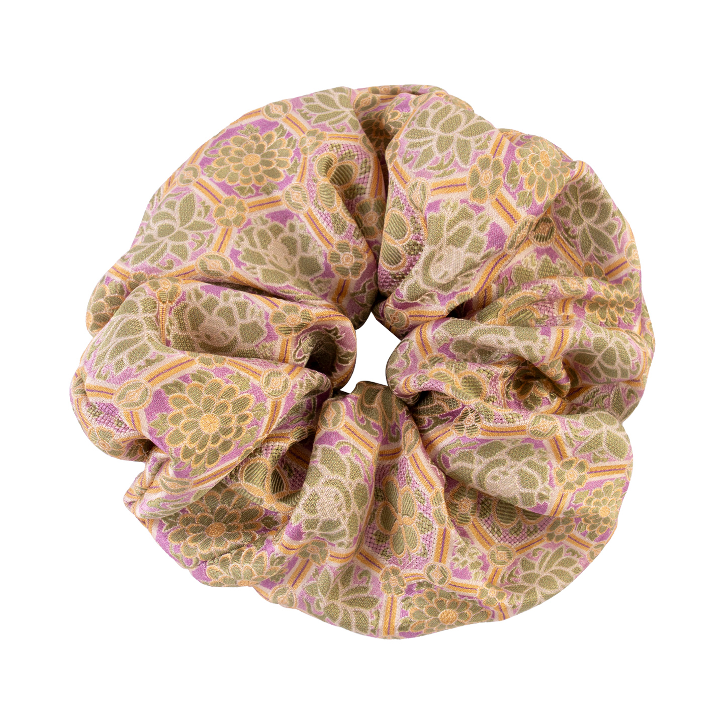 Chouchou pour cheveux en soie violette Fleur Baoxiang