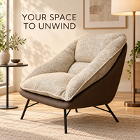 Fauteuil de salon moderne en tissu rembourré de duvet avec structure en fer et pieds métalliques fixes pour projets hôteliers